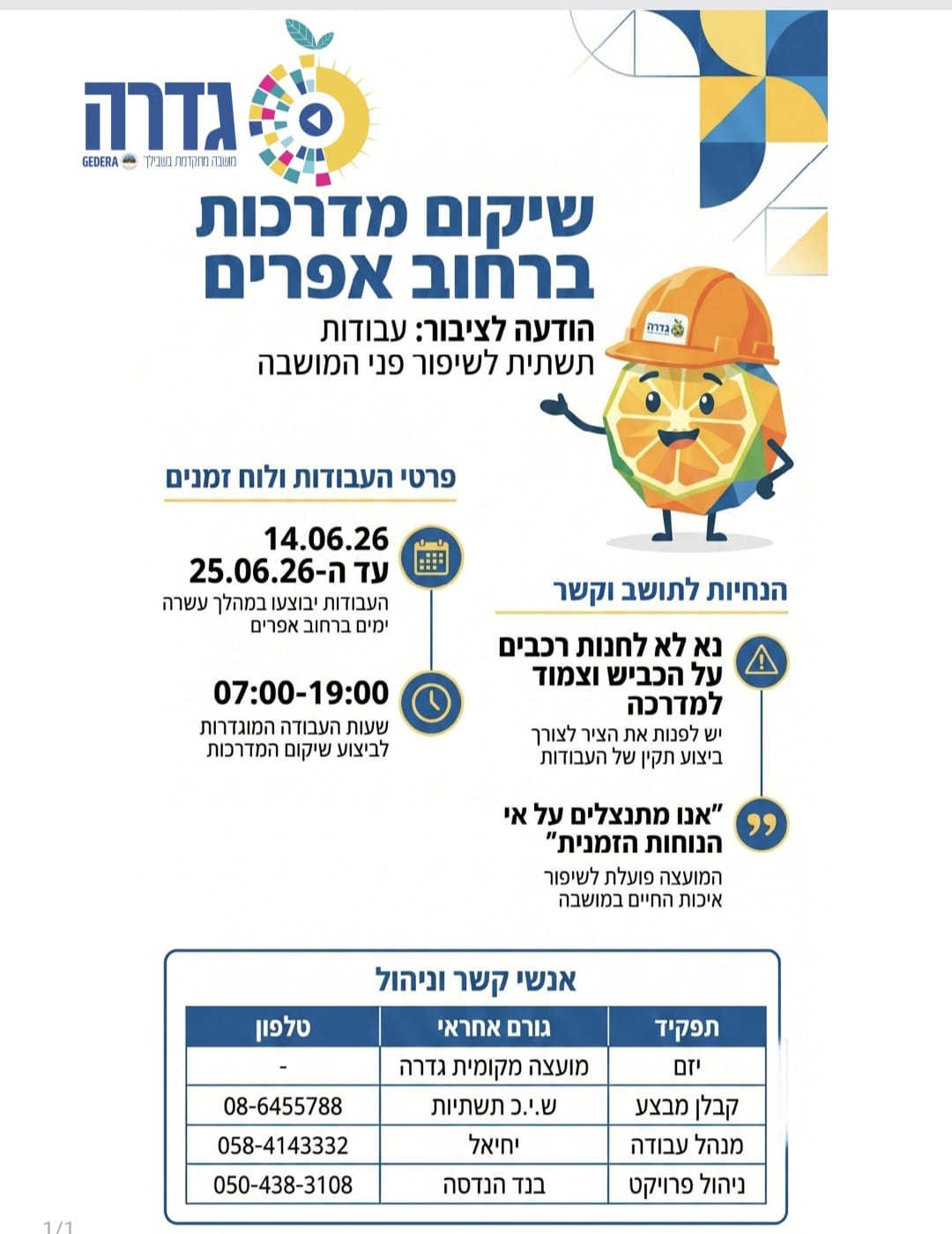 עבודות ברחוב אפרים 