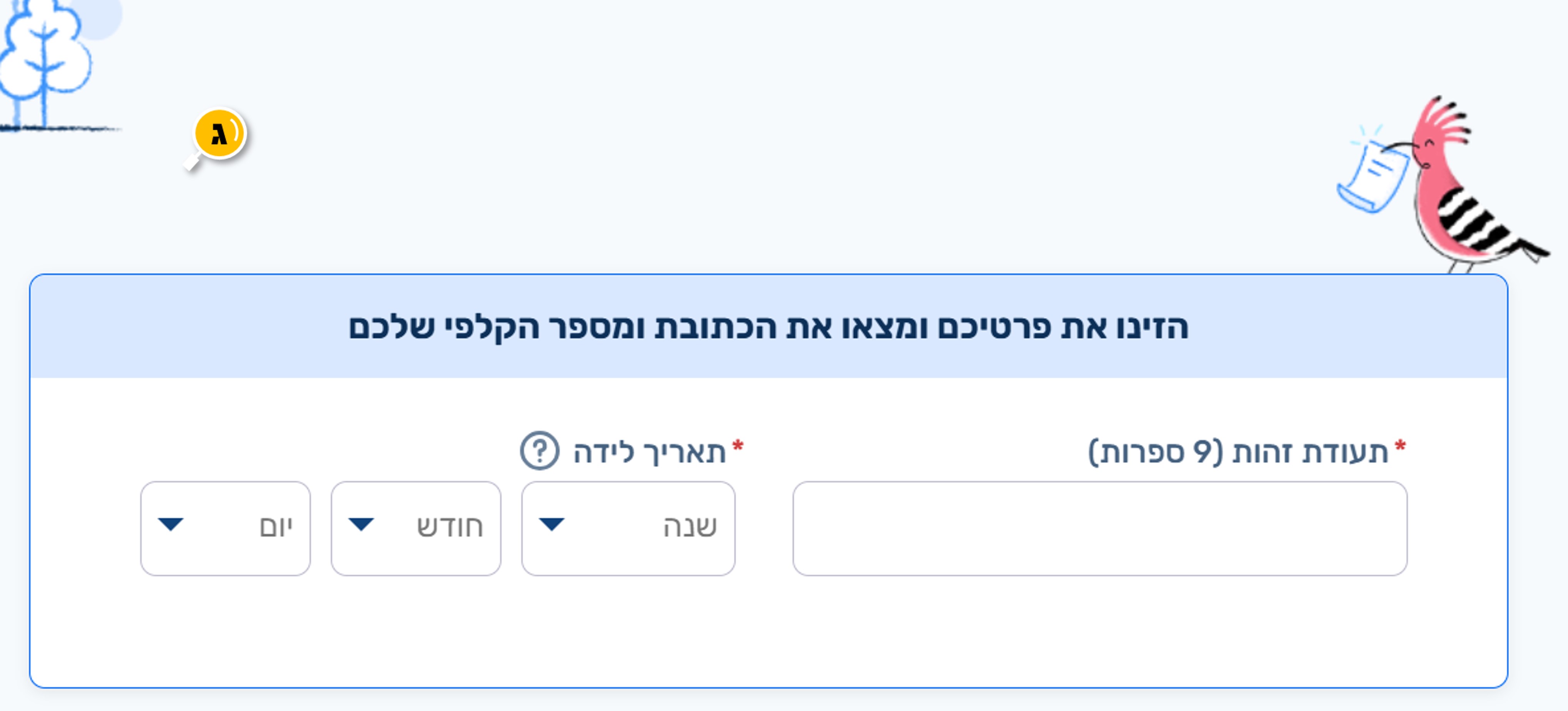 הזינו את פרטי התז